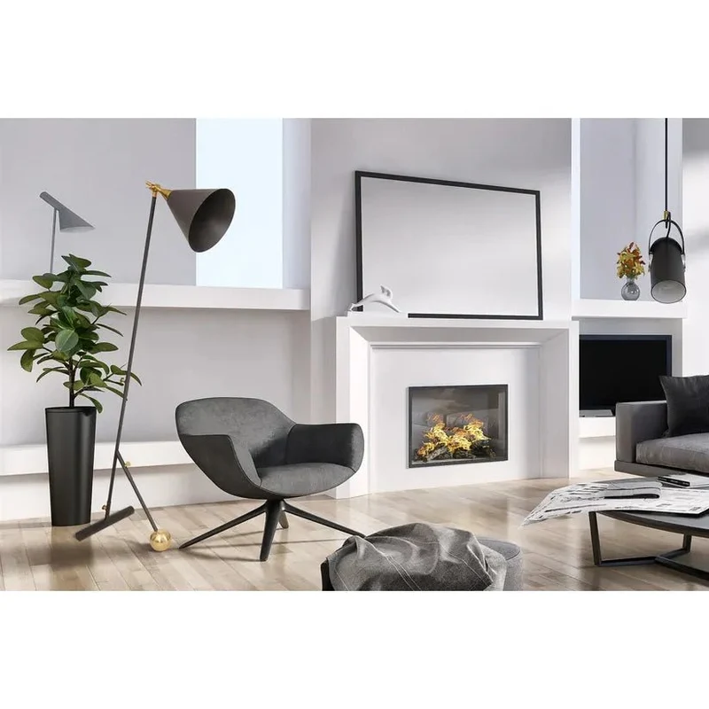 Stehleuchte – Schwarzer Lack, Goldene Akzente, Industrieller Rahmen - Celeste 225 | Kayoom