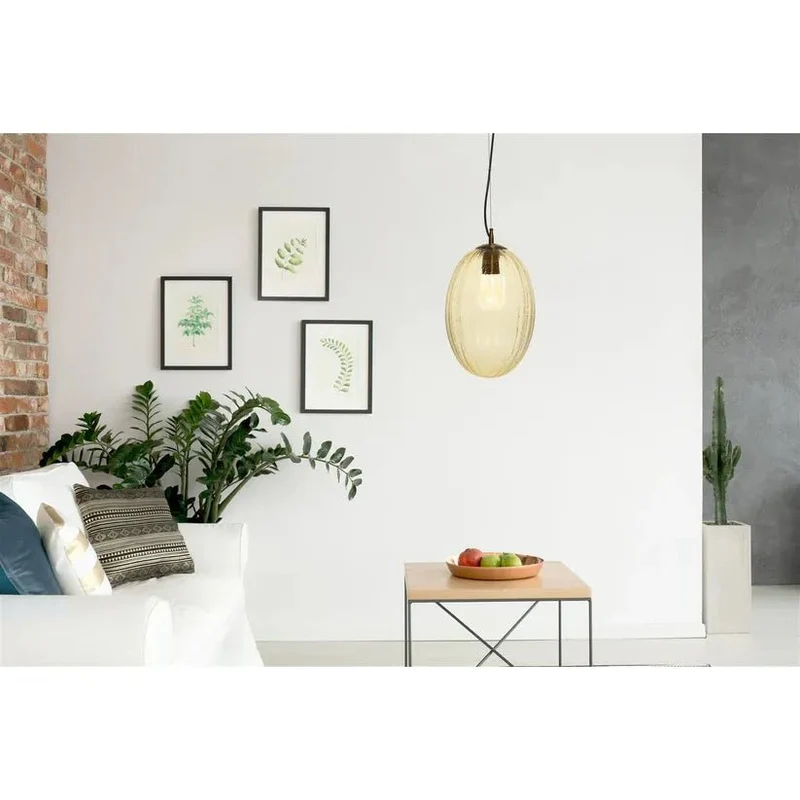 Pendelleuchte – Bernsteinglas, Retro-Stil, Strukturierte Oberfläche, 36 cm - Virgina 125 | Kayoom