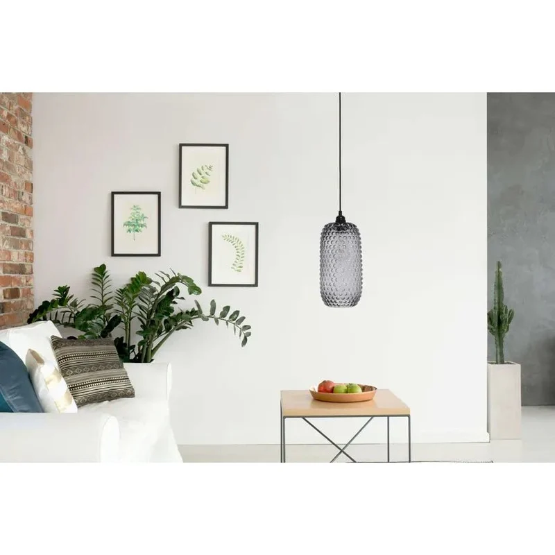 Pendelleuchte – Graues Glas, Retro-Stil, Stimmungsvolles Licht, 34 cm - Irina 125 | Kayoom