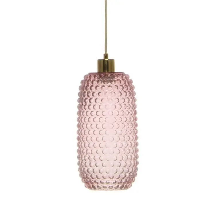 Pendelleuchte – Rosafarbenes Glas, Retro-Stil, Stimmungsvolles Licht, 34 cm - Irina 125 | Kayoom
