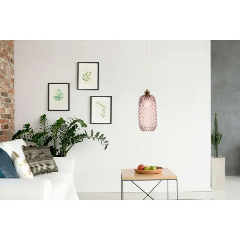 Pendelleuchte – Rosafarbenes Glas, Retro-Stil, Stimmungsvolles Licht, 34 cm - Irina 125 | Kayoom