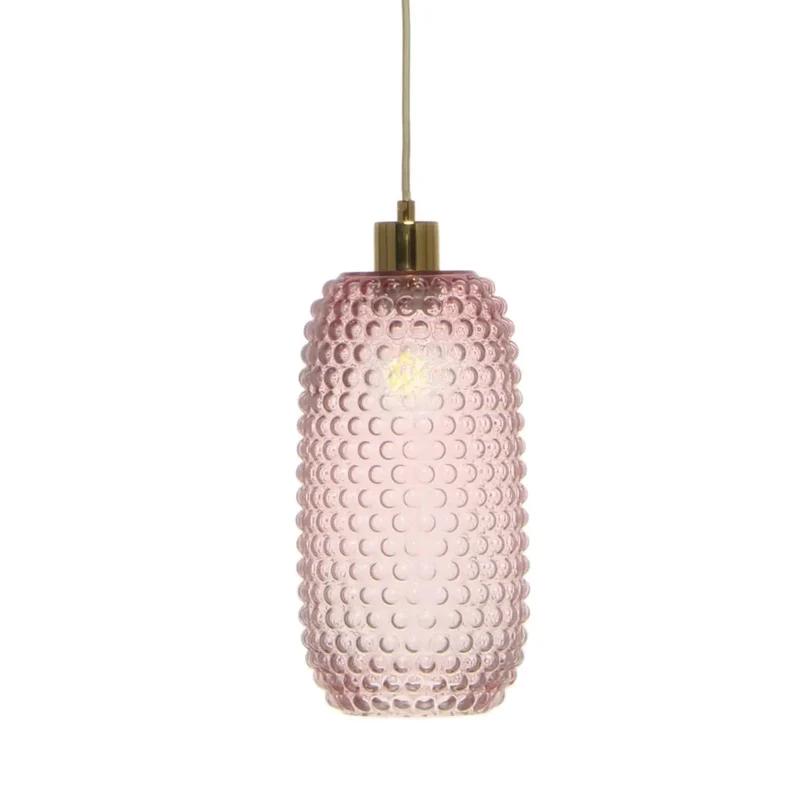 Pendelleuchte – Rosafarbenes Glas, Retro-Stil, Stimmungsvolles Licht, 34 cm - Irina 125 | Kayoom