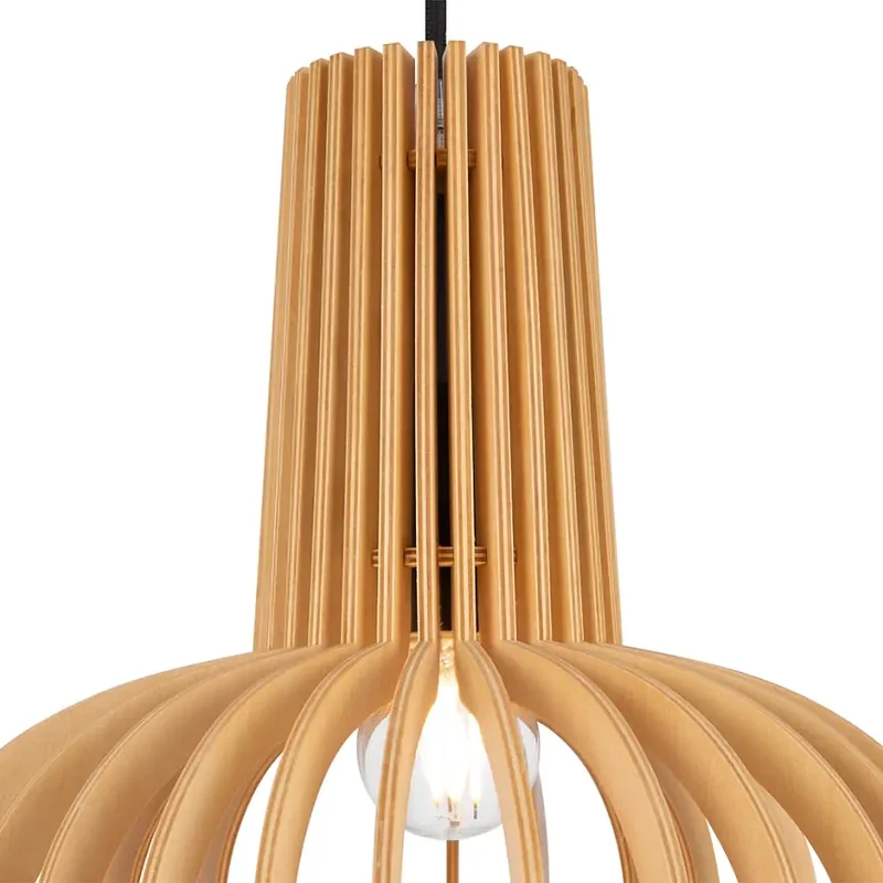 Pendelleuchte – Schwarzes Metall, Holzschirm, Vasen Design, E27 Fassung, IP20 Schutz, Ø35 cm - Roots | Maytoni