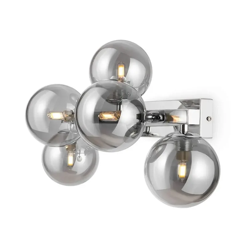 Wandleuchte – Chrom Metall, 5 Glasschirme, G9 Technik - Dallas | Maytoni