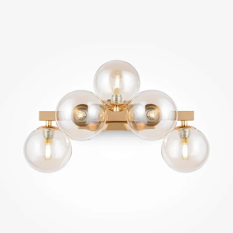 Wandleuchte – Gold Metall, 5 Glasschirme, G9 Technik - Dallas | Maytoni