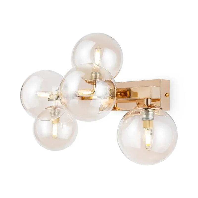 Wandleuchte – Gold Metall, 5 Glasschirme, G9 Technik - Dallas | Maytoni
