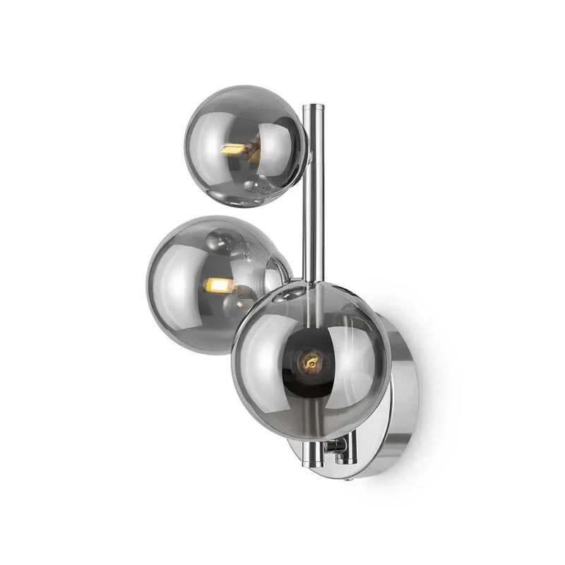 Wandleuchte – Chrom Metall, 3-flammiges Design, Glasschirme - Dallas | Maytoni