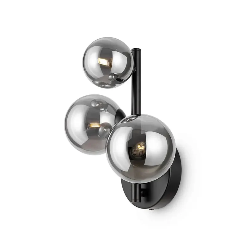 Wandleuchte – Schwarzes Metall, 3-flammiges Design, Glasschirme - Dallas | Maytoni