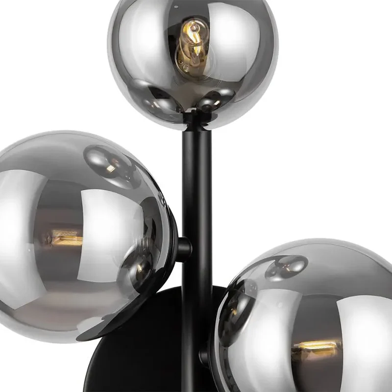 Wandleuchte – Schwarzes Metall, 3-flammiges Design, Glasschirme - Dallas | Maytoni