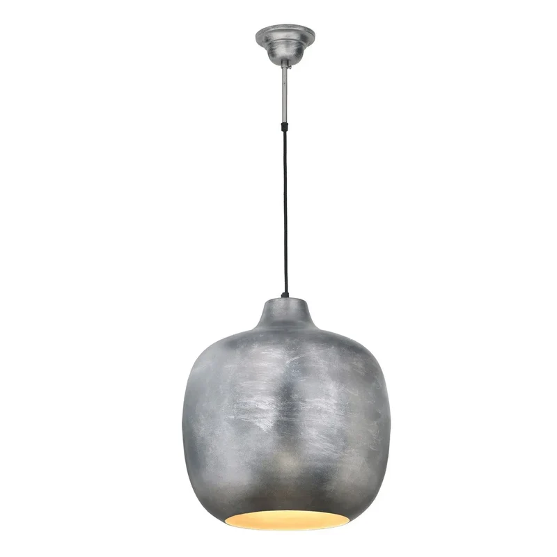 Pendelleuchte – Silbernes Eisen, Industrieller Stil, Metallische Oberfläche, 43 cm - Sawyer 125 | Kayoom