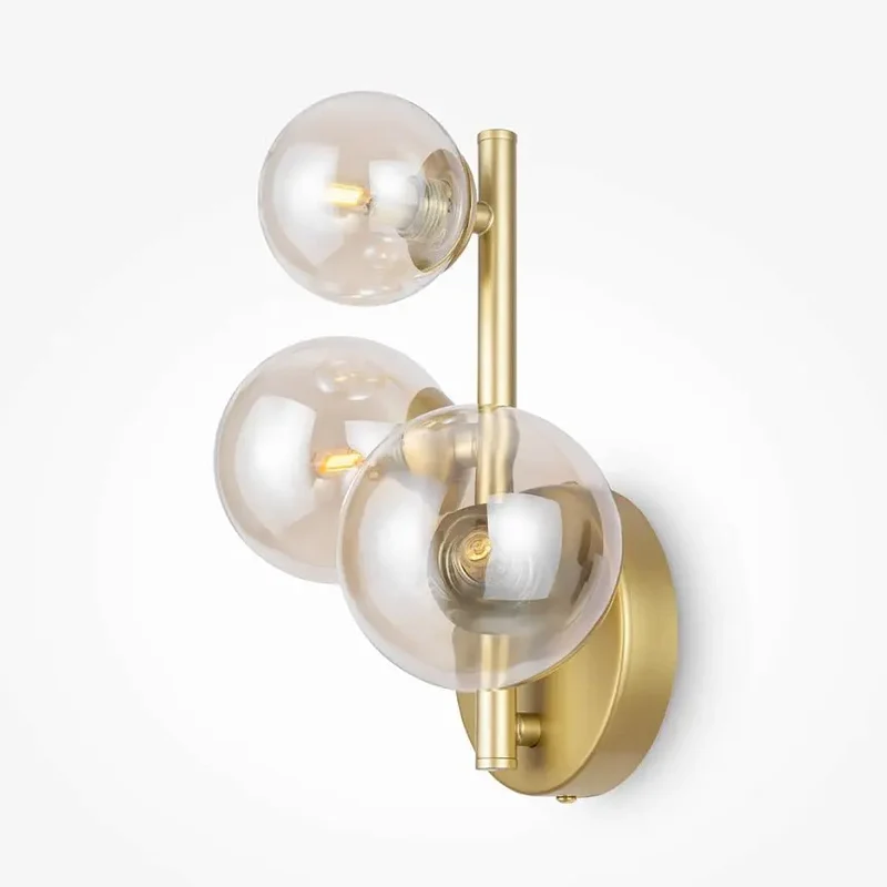 Wandleuchte – Gold Metall, 3-flammiges Design, Glasschirme - Dallas | Maytoni