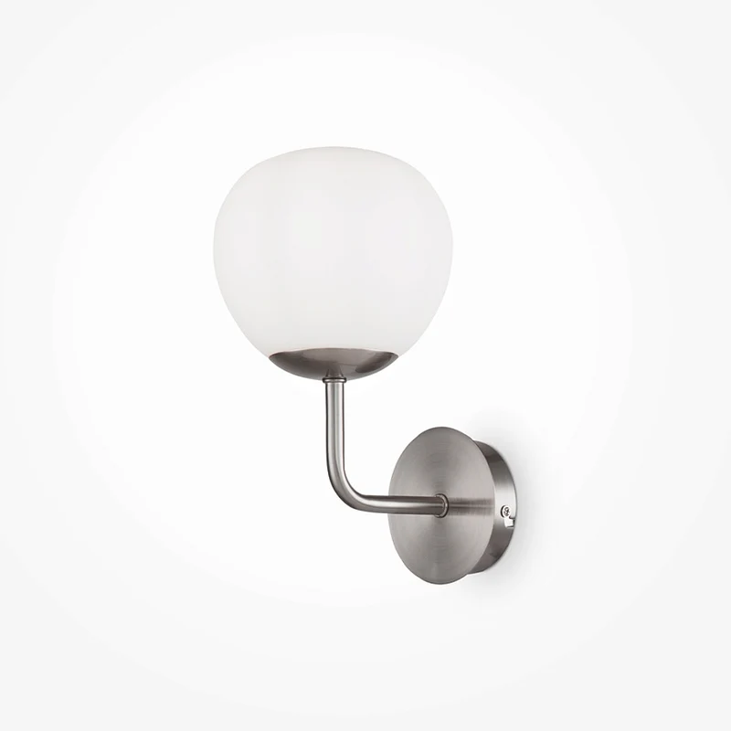 Wandleuchte – Nickelfarbenes Metall, Glasschirm, 1× E14 Fassung, 40 W Leistung - Erich | Maytoni