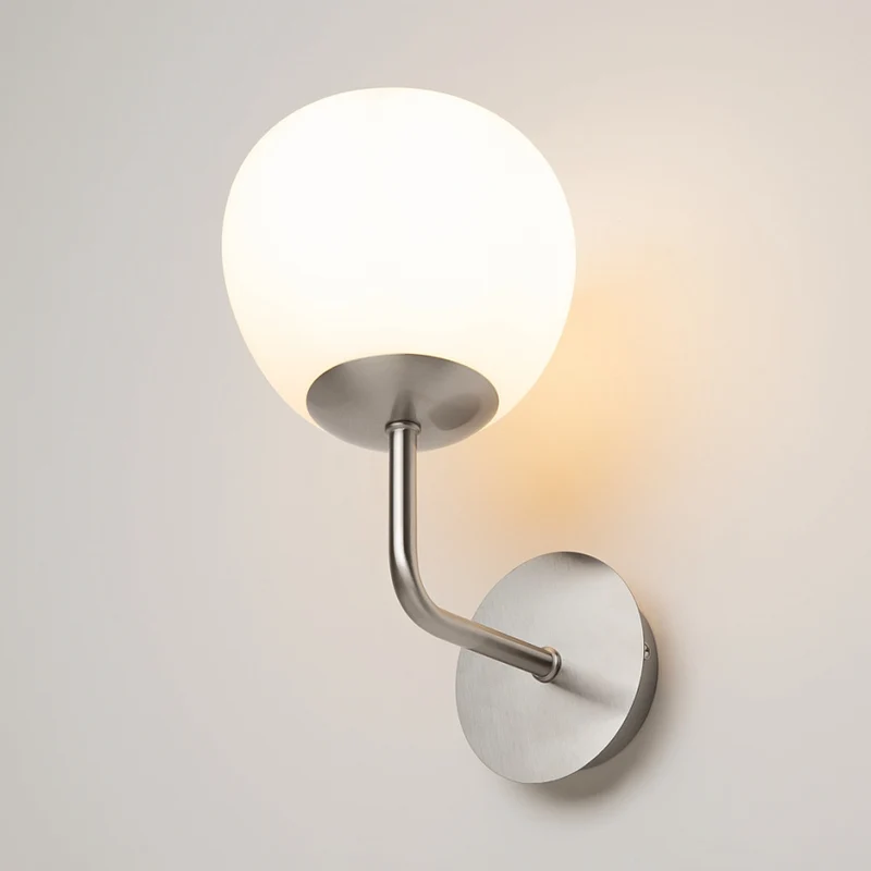 Wandleuchte – Nickelfarbenes Metall, Glasschirm, 1× E14 Fassung, 40 W Leistung - Erich | Maytoni
