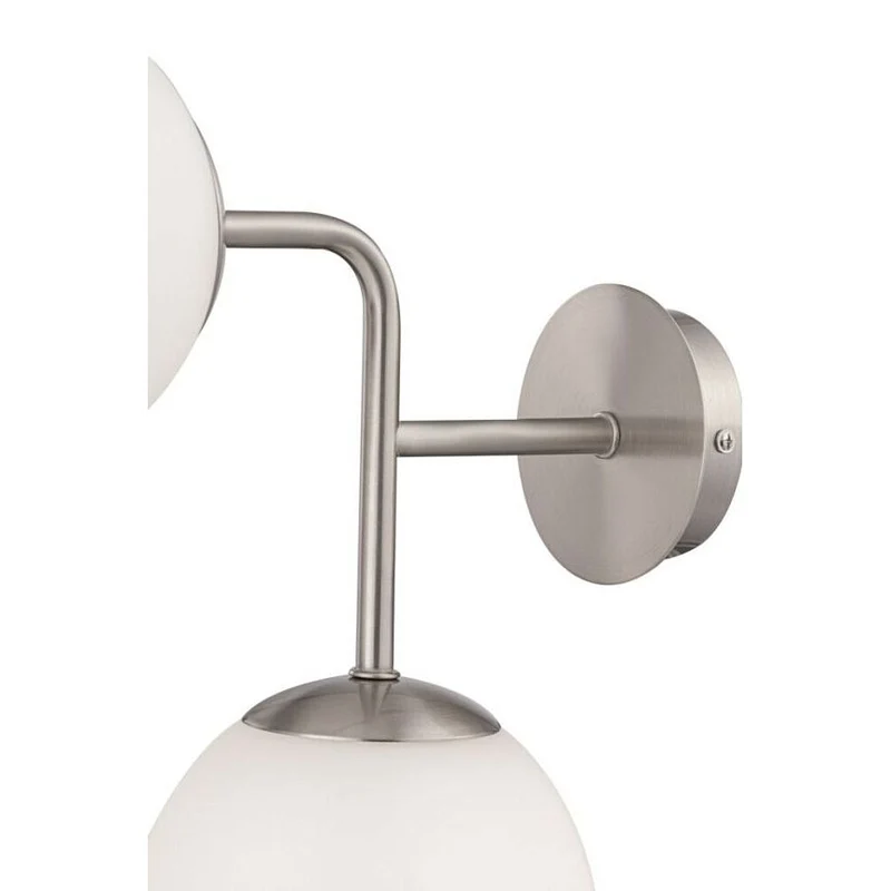 Wandleuchte – Nickelfarbenes Metall, 2 Glasschirme, 2× E14 Fassung, 40 W Leistung - Erich | Maytoni