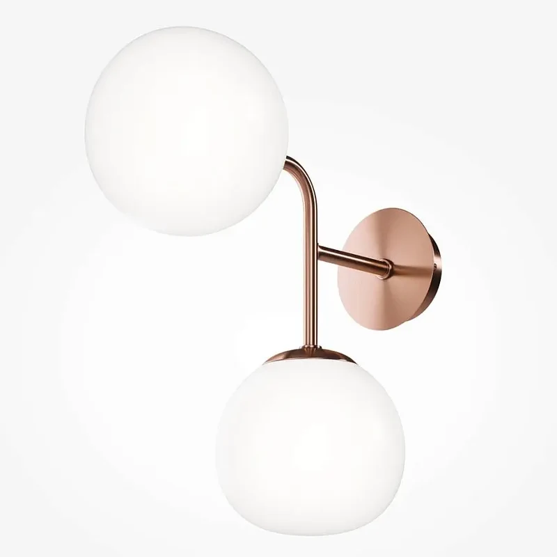 Wandleuchte – Messingfarbenes Metall, 2 Glasschirme, 2× E14 Fassung, 40 W Leistung - Erich | Maytoni