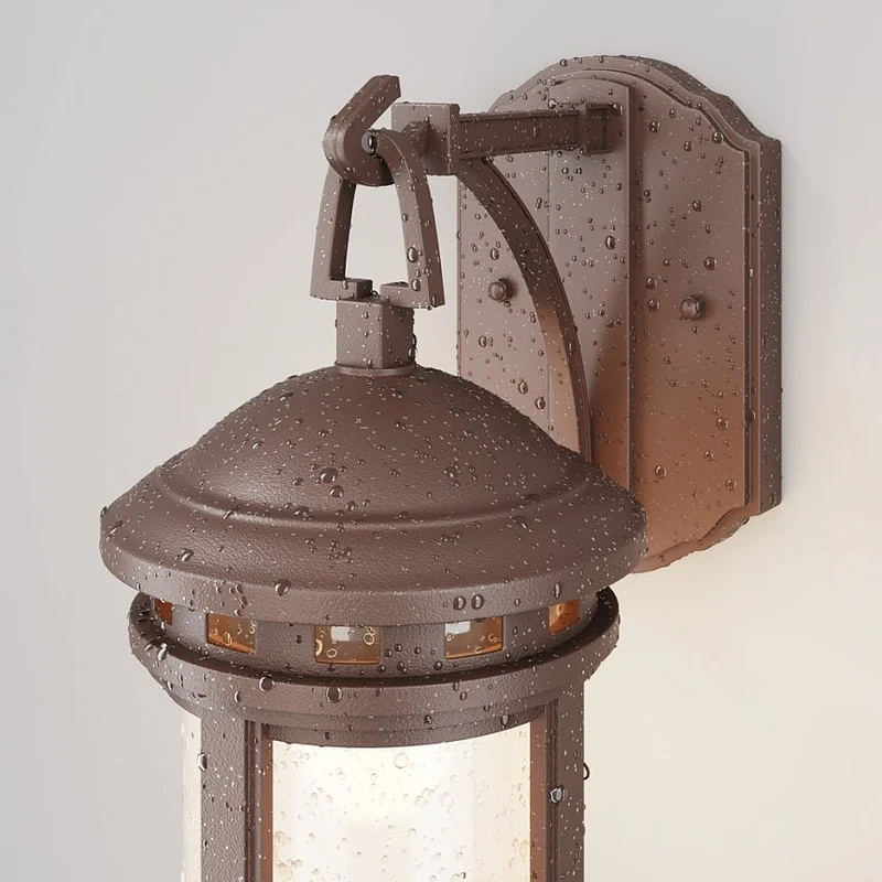 Wandleuchte – Braunes Finish, Glas Metallschirm, E27 Fassung, IP44 Schutz, 315 mm Höhe - Salamanca | Maytoni