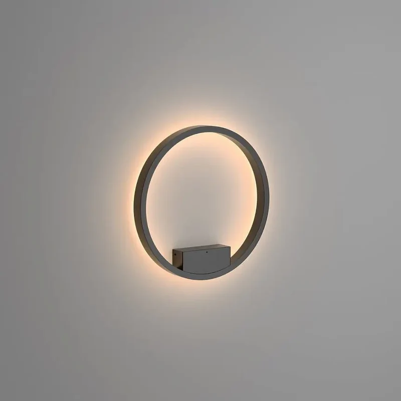 Wandleuchte – Schwarzes Aluminium, 25W Leistung, Warmweiß, Ø40 cm - Rim | Maytoni