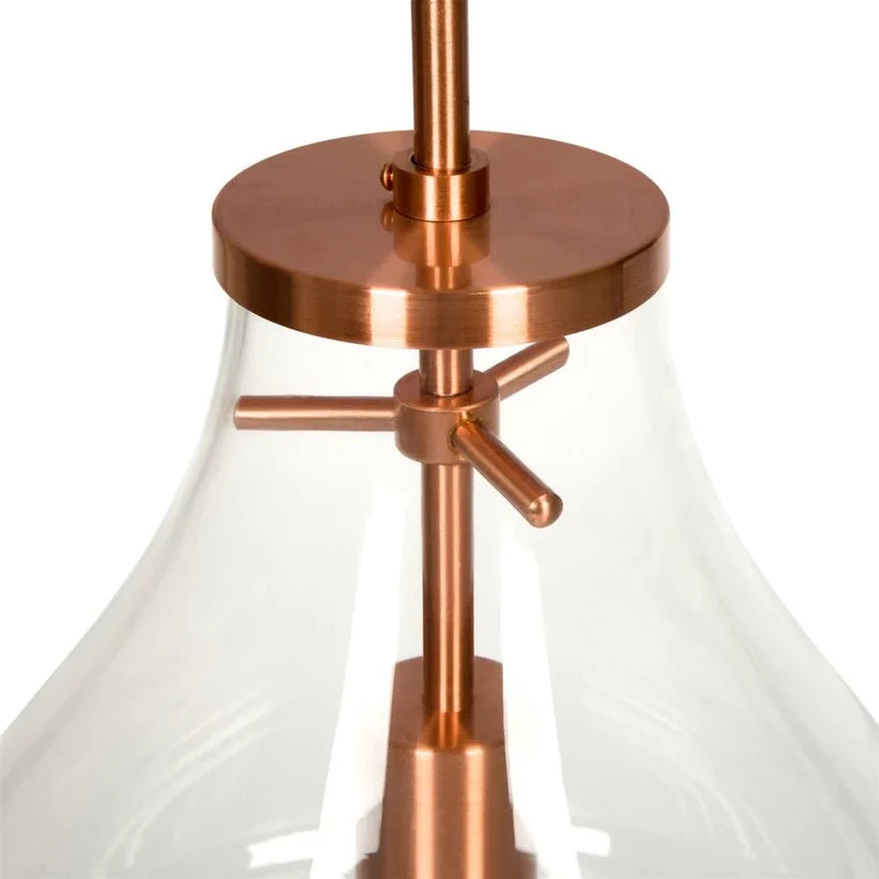 Pendelleuchte – Glühbirnenform, Transparentes Glas, Kupferfarbene Akzente, 50 cm - Tamo Large | Kayoom