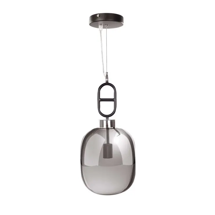 Pendelleuchte – Graues Glas, Schwarzer Metallhalter, Luxuriöse Lichtakzente, 150 cm - Calai I 410 | Kayoom