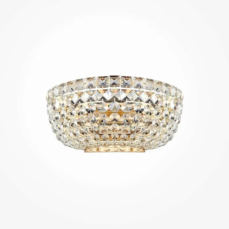 Wandleuchte – Goldenes Metall, Kristallbehang, 2-flammig - Basfor | Maytoni