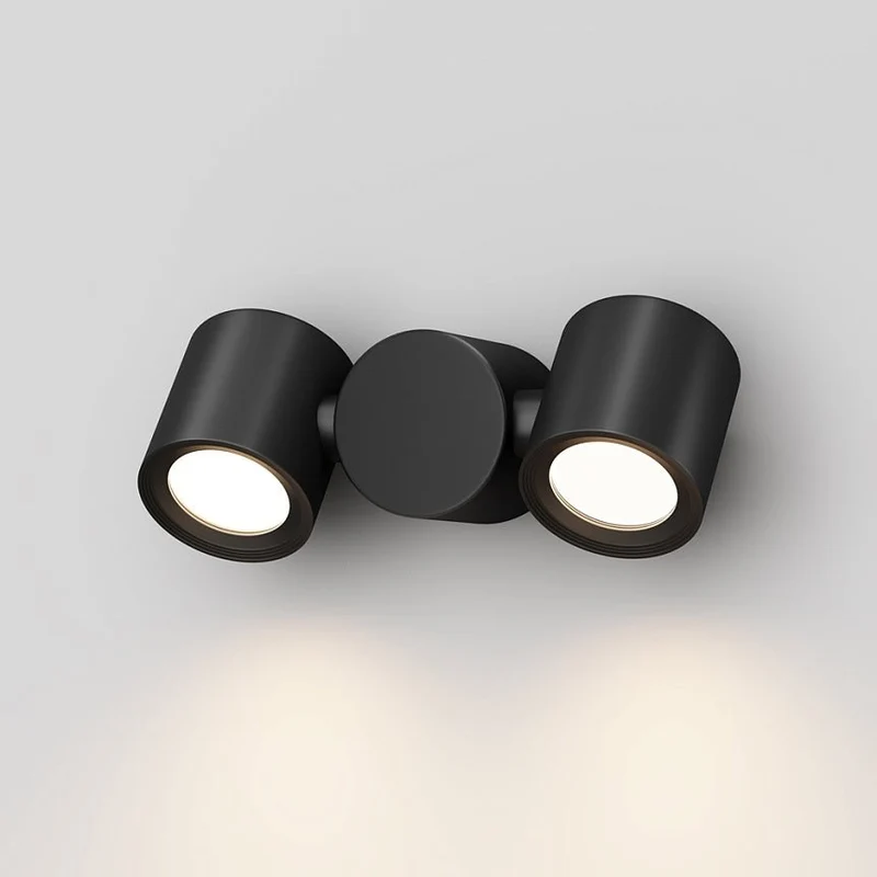 Wandleuchte – Schwarzes Finish, Aluminium Gehäuse, Zweiflammiges Design, Höhe 6,7 cm - Wall Street | Maytoni