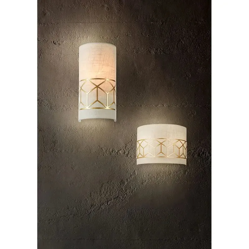 Wandleuchte – Goldfarbenes Metall und Leinen, 1× E14 Fassung, 40 W Leistung, 24 cm Höhe - Messina | Maytoni