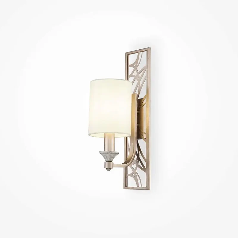 Wandleuchte – Gold Finish, Metall Gehäuse, Stoffschirm, 1 Lichtquelle - Vittoria | Maytoni