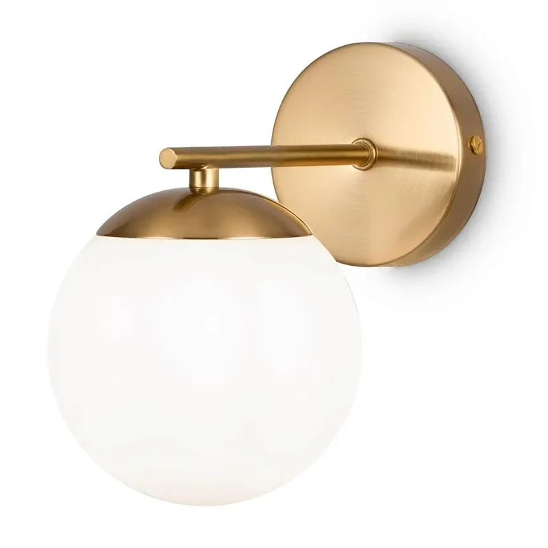 Wandleuchte – Messingfarbenes Metall, Glasschirm, E27 Fassung, 60 W Leistung, 20 cm Höhe - Marble | Maytoni