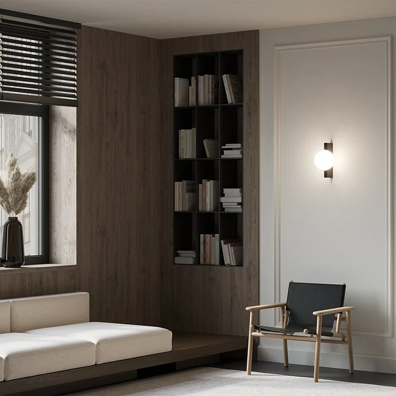 Wandleuchte – Schwarzes Finish, Metall Gestell, Glaskugel Design - Avant-garde | Maytoni