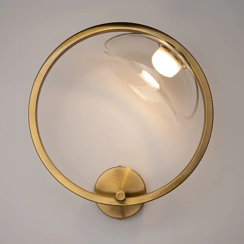 Wandleuchte – Messingfarbenes Metall, Unterer Glasschirm, 5 W Leistung, Warmweißes Licht, 35 cm Höhe - Lunare | Maytoni