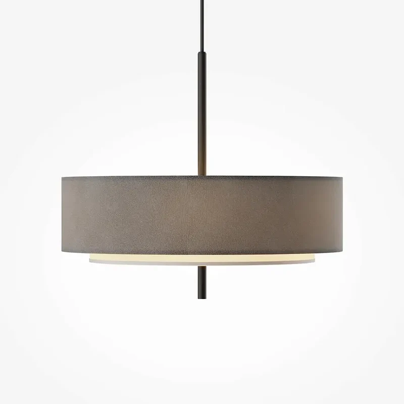 Pendelleuchte – Braun Stoff, Schwarzes Metall, Fünf E27 - Bergamo | Maytoni