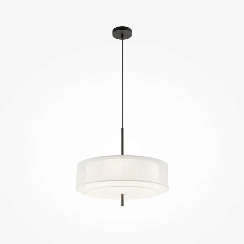 Pendelleuchte – Weißer Stoff, Schwarzes Metall, Fünf E27 - Bergamo | Maytoni