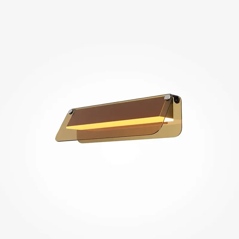 Wandleuchte – Schwarzes Aluminium, Bernsteinglas, 6 W LED, Länge 30 cm - Flat | Maytoni