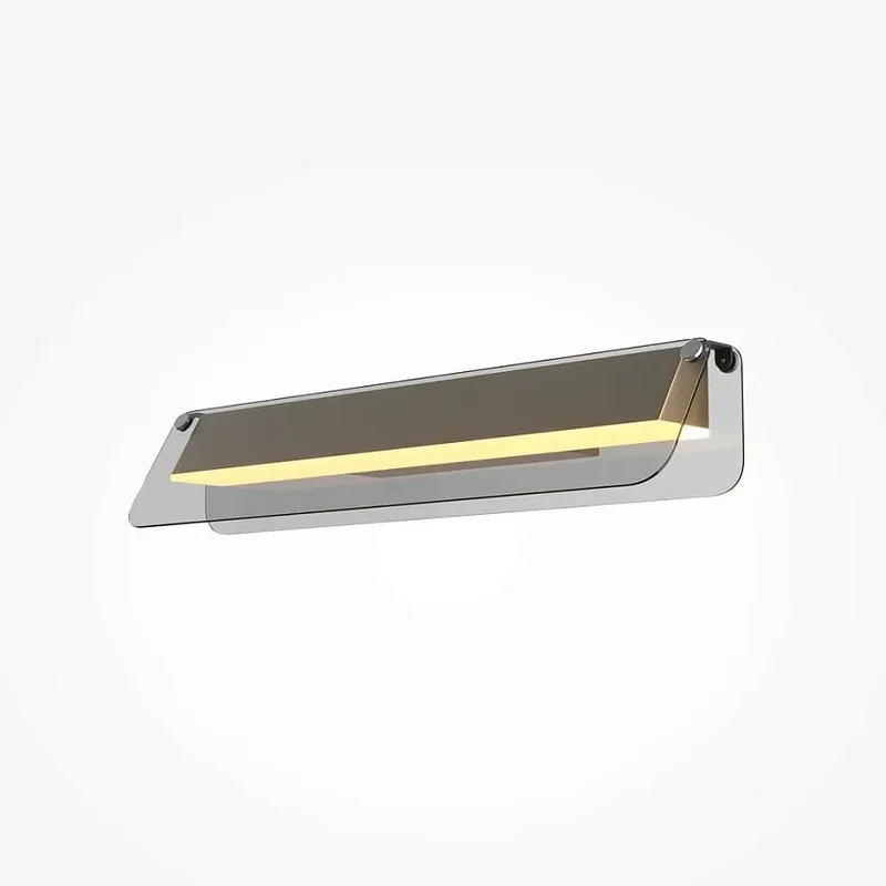 Wandleuchte – Schwarzes Aluminium, Rauchglas, 10 W LED, Länge 43 cm - Flat | Maytoni