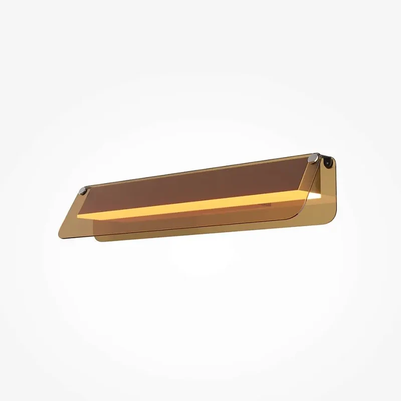 Wandleuchte – Schwarzes Aluminium, Bernsteinglas, 10 W LED, Länge 43 cm - Flat | Maytoni