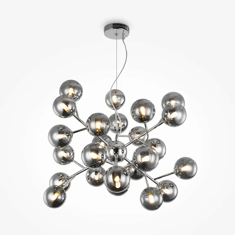 Pendelleuchte – Chrom Metall, 24-flammiges Design, Glasschirme - Dallas | Maytoni