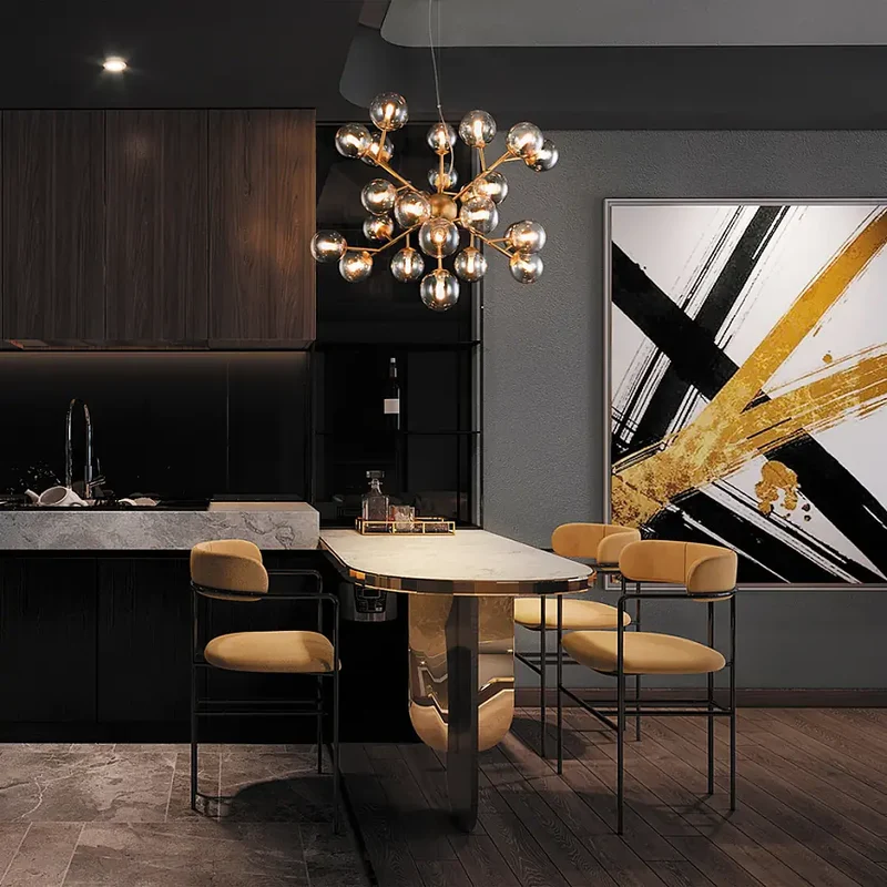 Pendelleuchte – Gold Metall, 24-flammiges Design, Glasschirme - Dallas | Maytoni