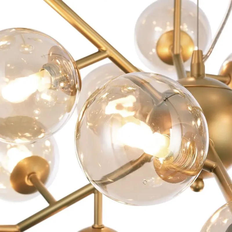 Pendelleuchte – Gold Metall, 24-flammiges Design, Glasschirme - Dallas | Maytoni
