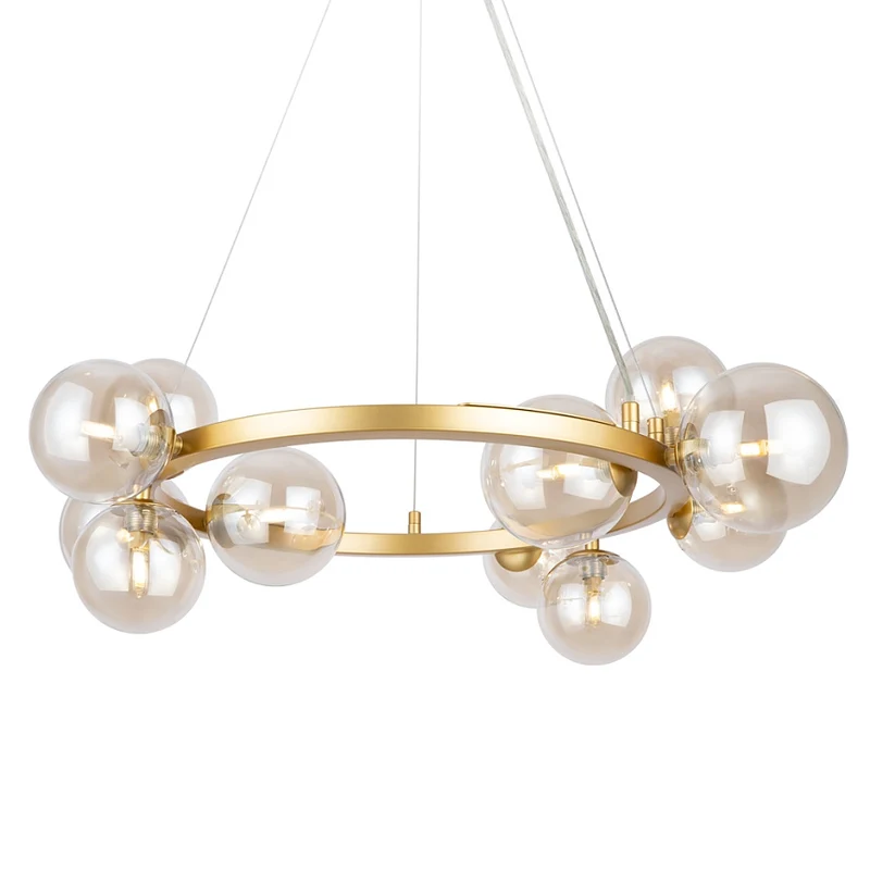 Pendelleuchte – Gold Metall, 11-flammiges Design, Glasschirme - Dallas | Maytoni