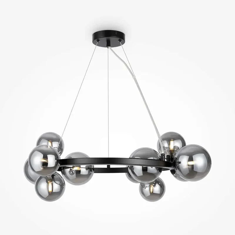 Pendelleuchte – Schwarzes Metall, 11-flammiges Design, Glasschirme - Dallas | Maytoni