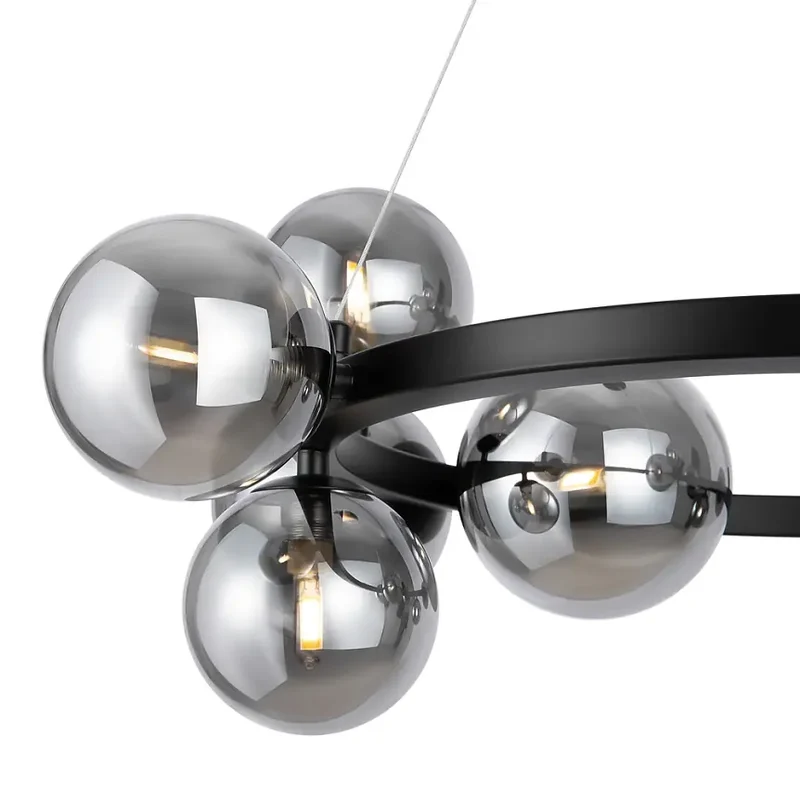 Pendelleuchte – Schwarzes Metall, 11-flammiges Design, Glasschirme - Dallas | Maytoni