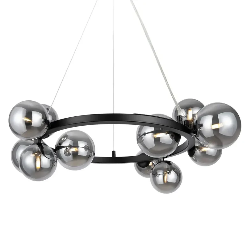 Pendelleuchte – Schwarzes Metall, 11-flammiges Design, Glasschirme - Dallas | Maytoni