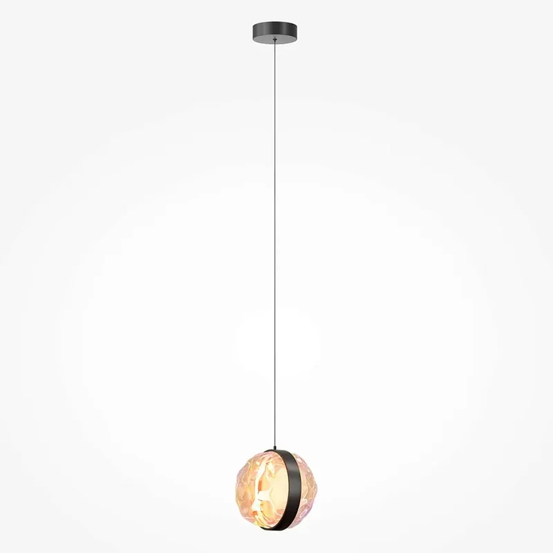 Pendelleuchte – Schwarzes Metall und Glasschirm, 6 W Leistung, Warmweiß, 319 cm Höhe - Misterio | Maytoni