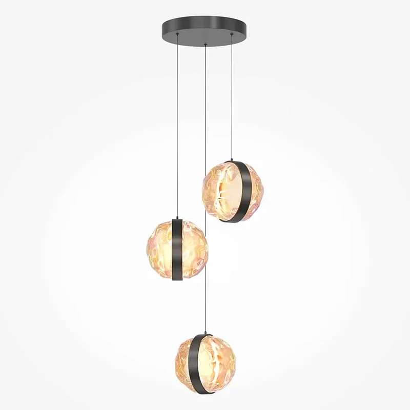 Pendelleuchte – Schwarzes Metall und Glasschirm, 15 W Leistung, Warmweiß, 320 cm Höhe - Misterio | Maytoni