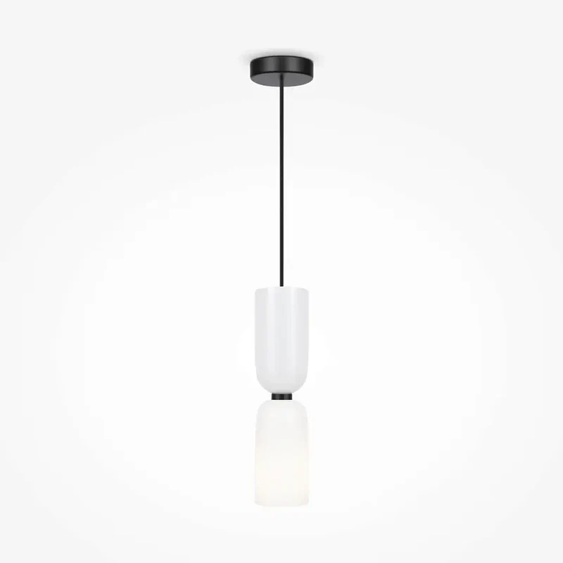Pendelleuchte – Weiß-Schwarz, Glasschirm, 1× E14, 40 W, Ø8 cm - Memory | Maytoni