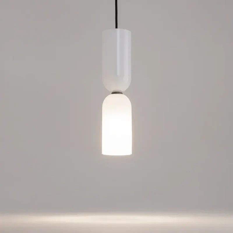 Pendelleuchte – Weiß-Schwarz, Glasschirm, 1× E14, 40 W, Ø8 cm - Memory | Maytoni