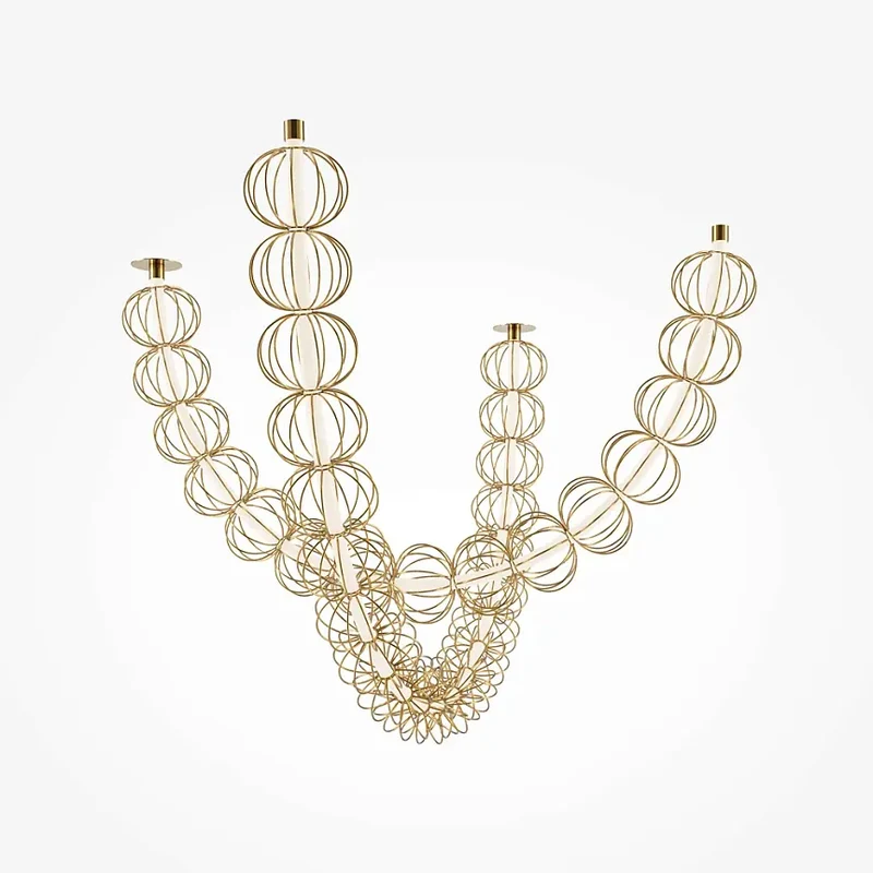 Pendelleuchte – Goldenes Metall, 117 W Leistung, Warmweiß Licht, 153,7 cm Länge - Golden Cage | Maytoni