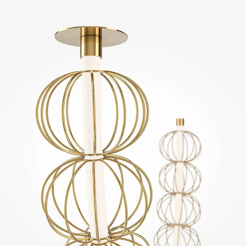 Pendelleuchte – Goldenes Metall, 117 W Leistung, Warmweiß Licht, 153,7 cm Länge - Golden Cage | Maytoni
