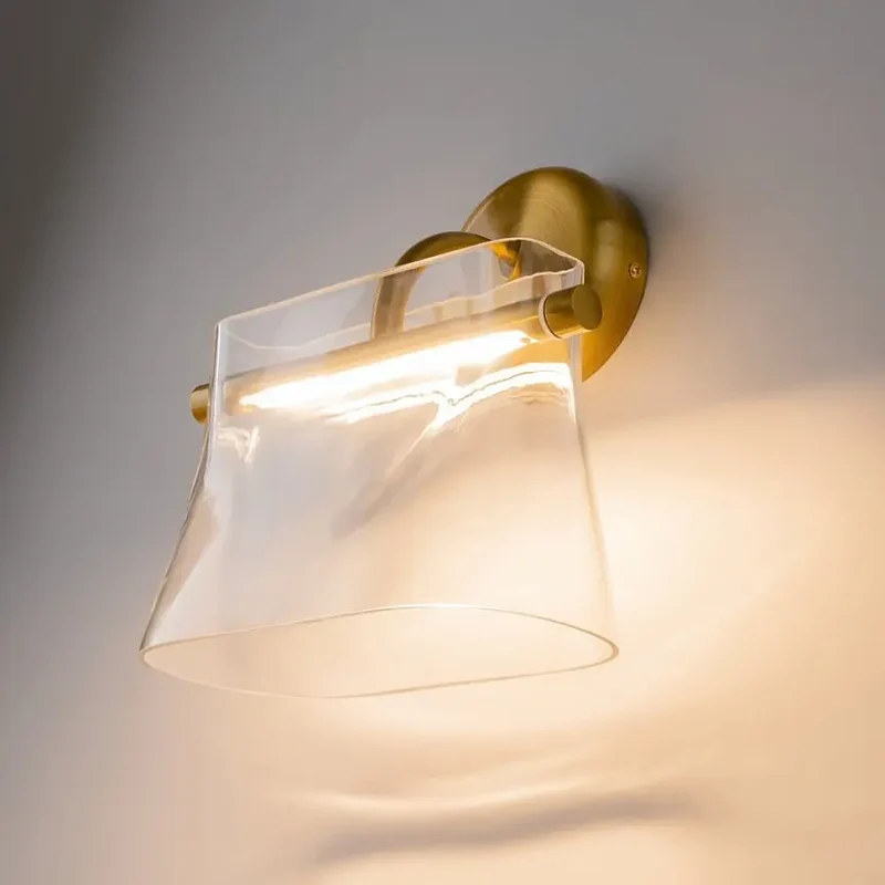 Wandleuchte – Messingfarbenes Metall, Glas, Warmweißes Licht, 27 cm Höhe - Cabaret | Maytoni