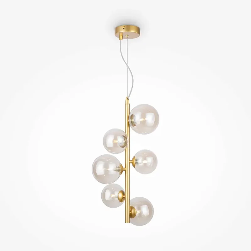 Pendelleuchte – Gold Metall, 6-flammiges Design, Glasschirme - Dallas | Maytoni